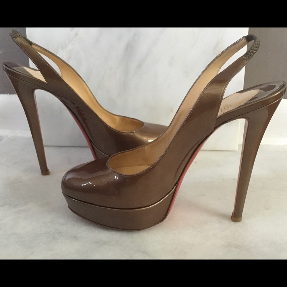 Christian Louboutin Marron Glacé Bianca Sling 38.5